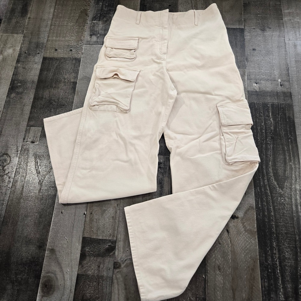 Aritzia Wilfred Free Picture Cargo Pants Light Birch Cream Wide Leg Size 10